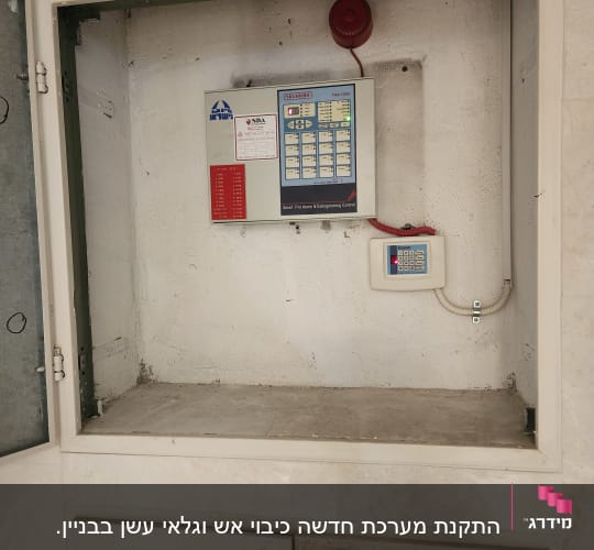 לוח בקרה לכיבוי אש בתוך ארון קיר